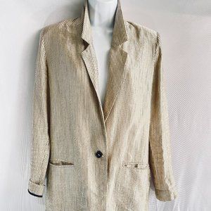FORTE-FORTE Women's Jacket Beige/black blazer Cotton/baumwolle jacket Long sleev
